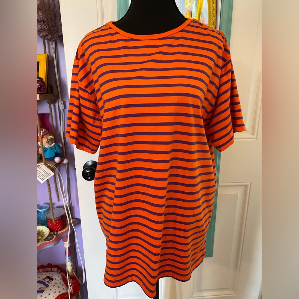 Ralph Lauren Orange and Purple Striped Tee - Picture 4 of 7